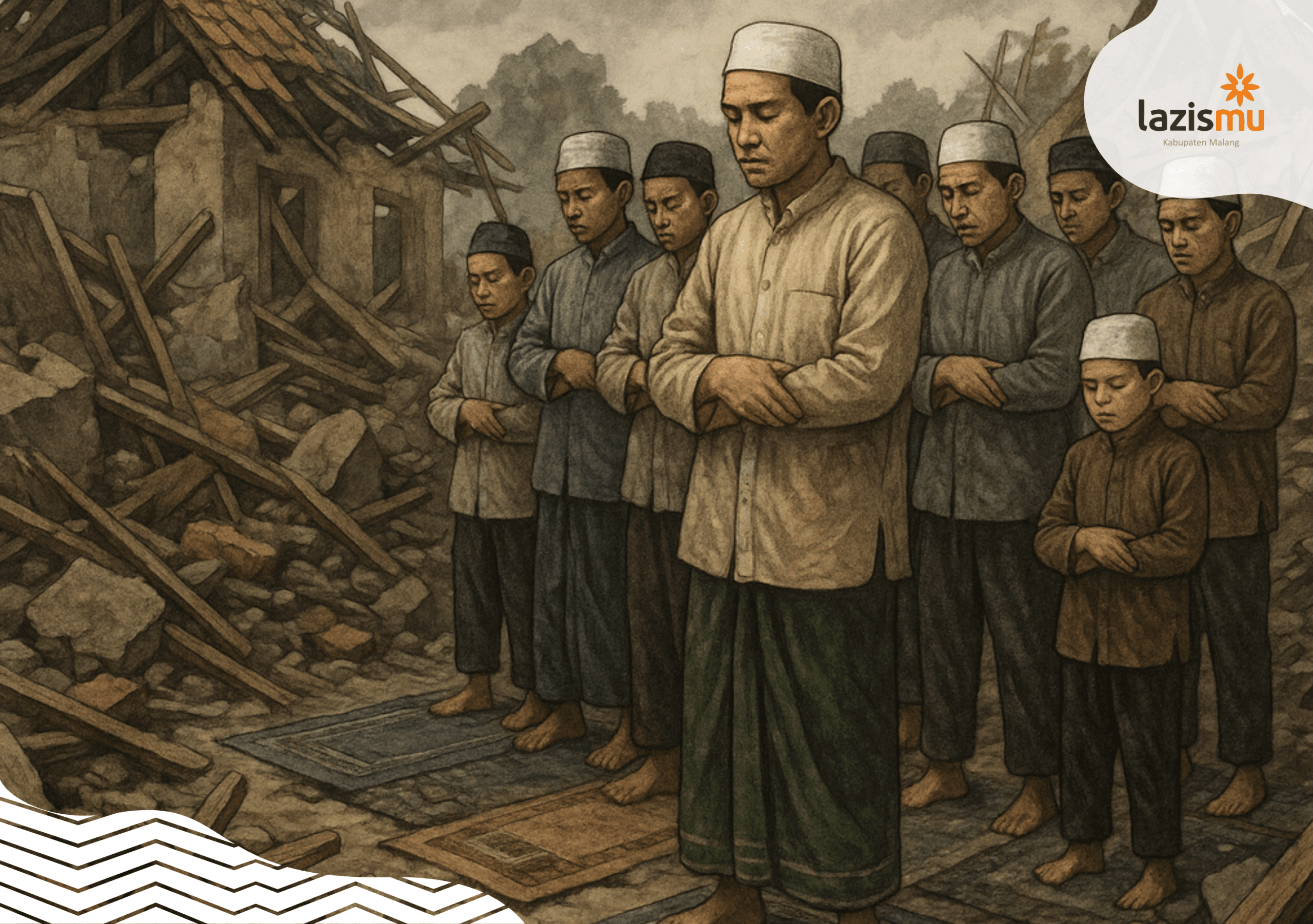ilustrasi sholat saat bencana